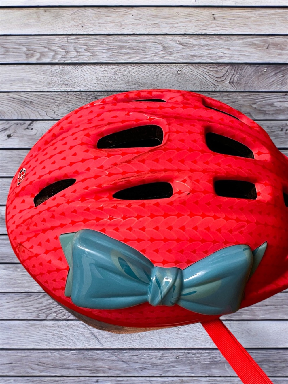 Kids Pink Schwinn Bike Helmet with blue / teal Bow - toddler size